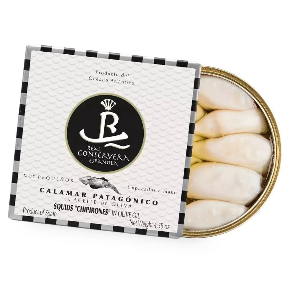 Handgefüllte Chipirones in Olivenöl – Pur & Zart Dose à 130 g