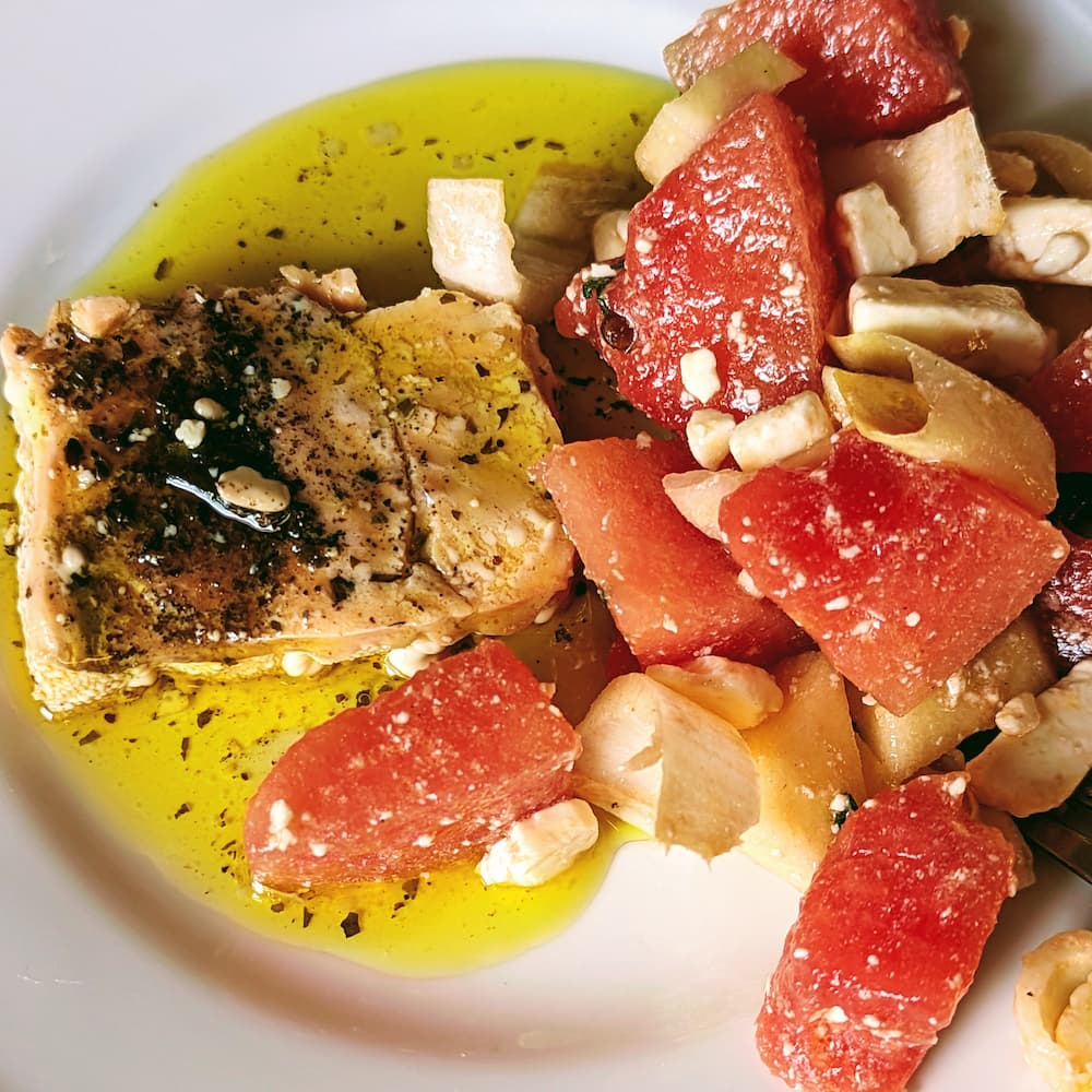 Lachs N°2 aus den Färöer Inseln, mit Sanddorn und Zitronenverbene